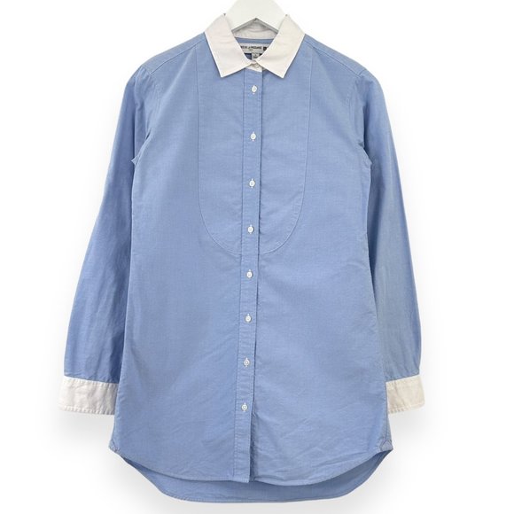 Ines de la Fressange x Uniqlo Blue & White Relaxed Fit Button Up Shirt sz S - Picture 1 of 6